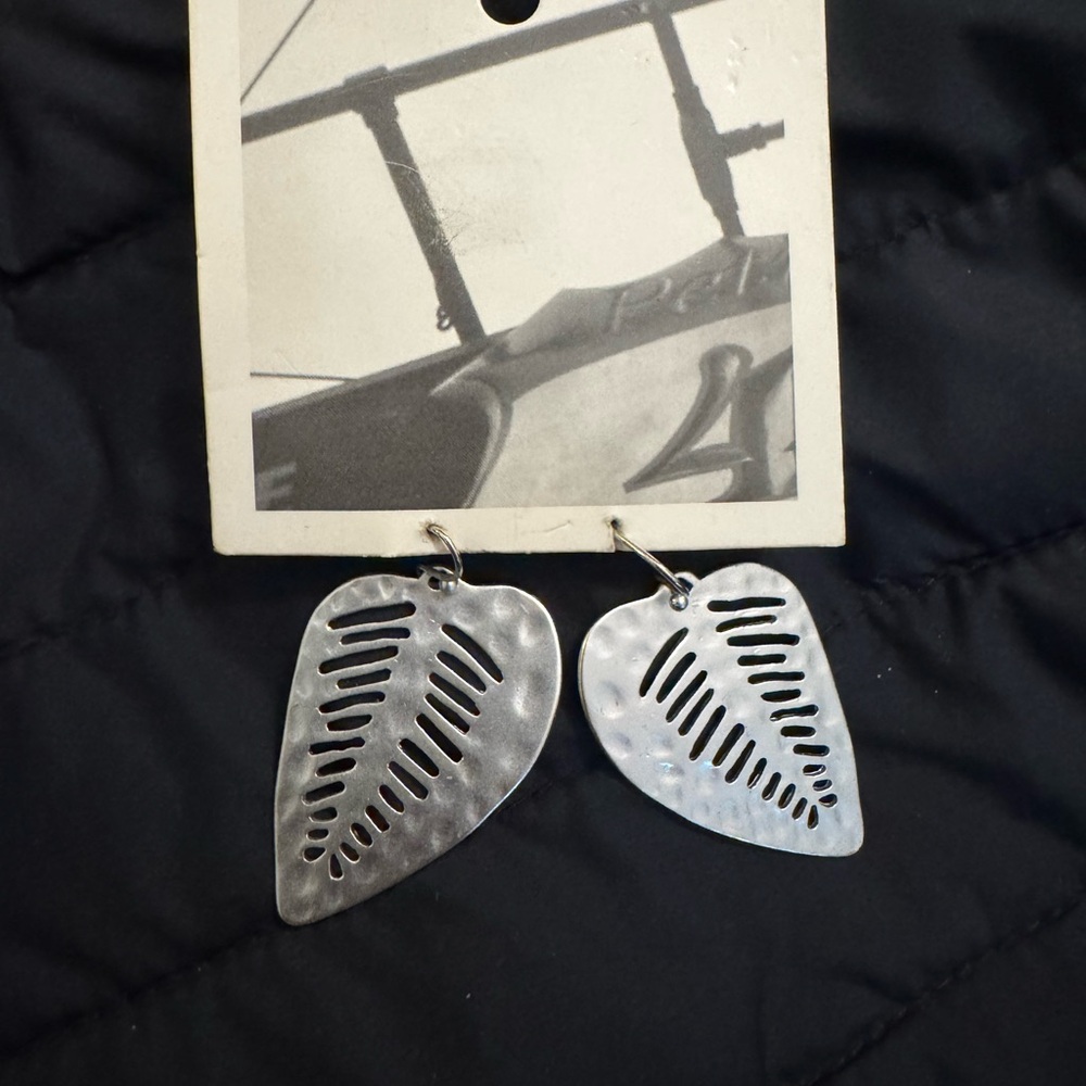 Anthropologie Silver Leaf Cutout Earrings
